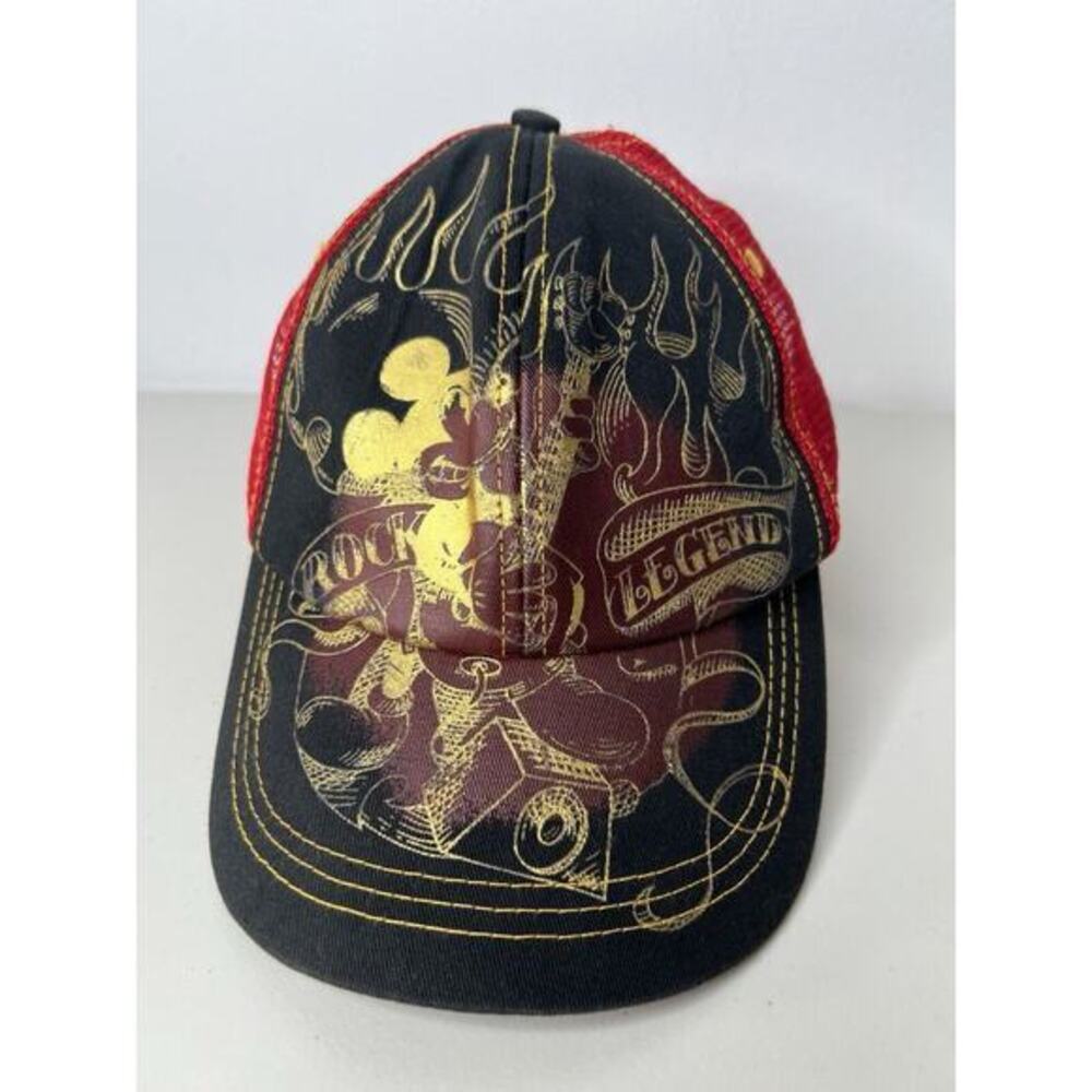 Mickey Mouse Snapback Ball Cap Rock Legend Red Black Gold